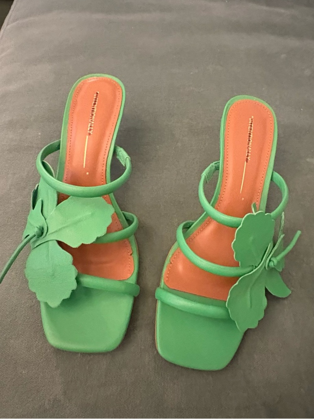 Green Floral Strappy Slide Sandals